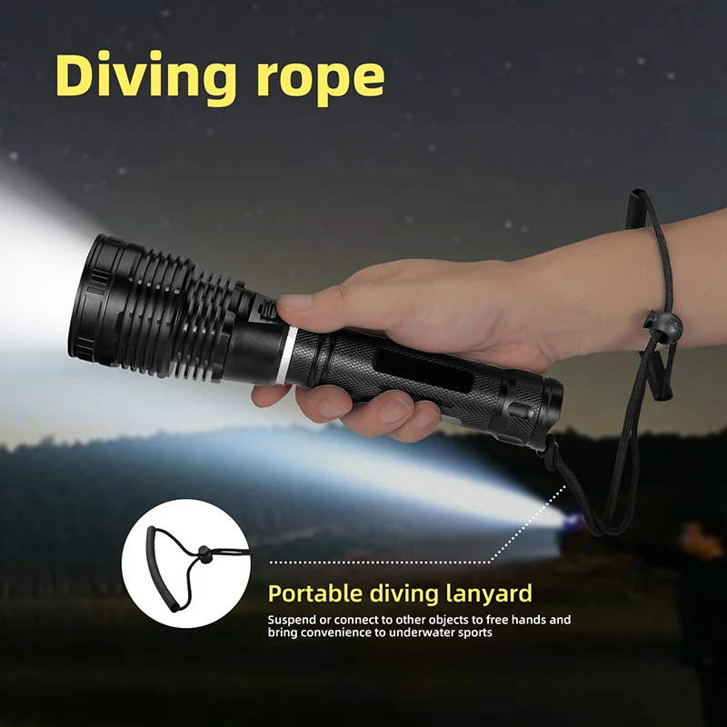 High power P70 diving flashlight for amphibious snorkeling and deep-sea operations The strong light flashlight