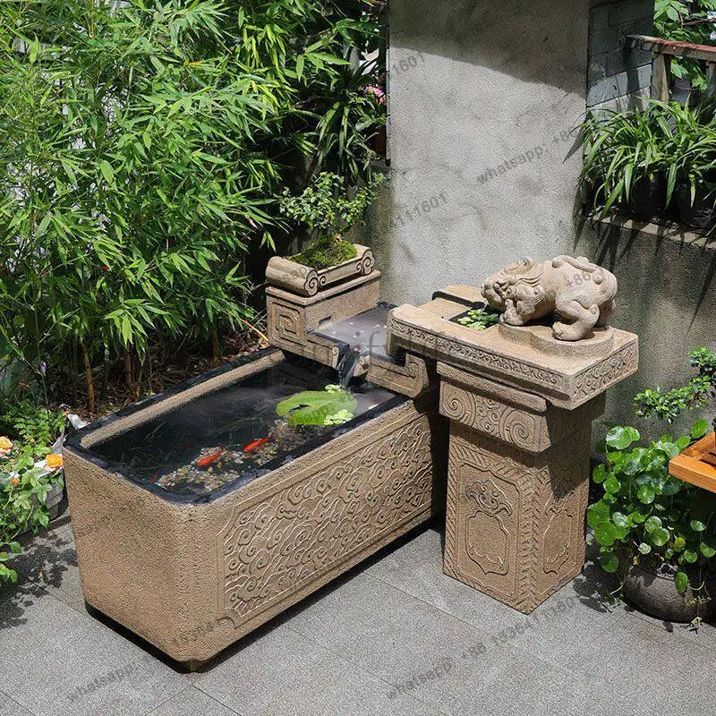 Circulating water balcony fish tank lucky decoration landscaping garden layout courtyard water system landscape