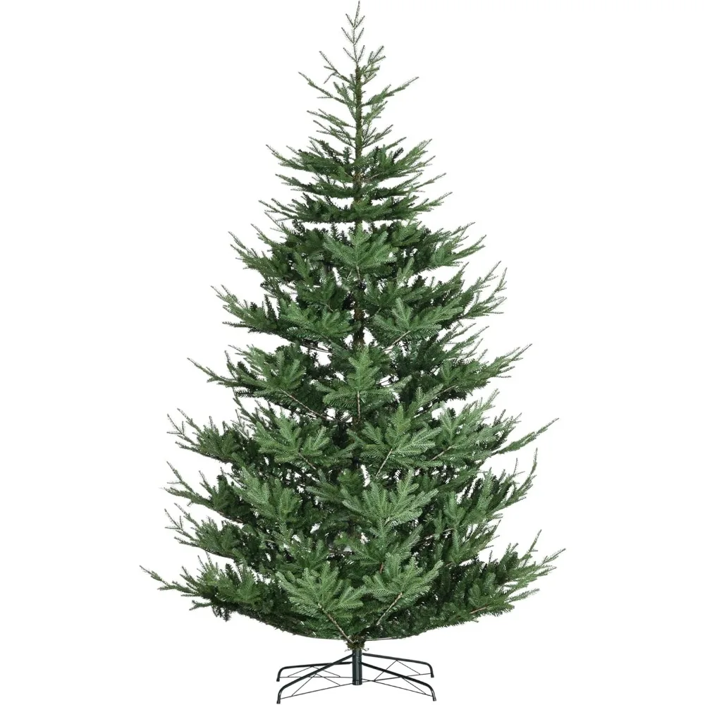 

9 Foot Artificial Christmas Tree, Pine Hinged Xmas Tree with 1939 Realistic Branches, Steel Base, Auto Open, Green