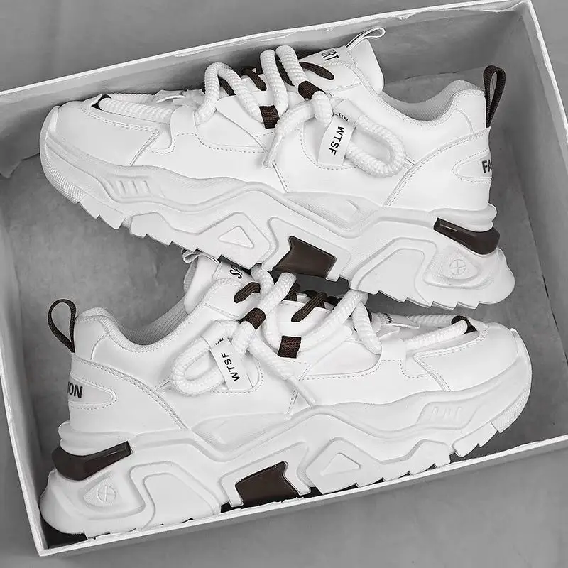 Men Height Increasing Sneakers Spring Breathable Casual Dad Shoes Trendy Versatile Sports Footwear Chunky Sole Trainer