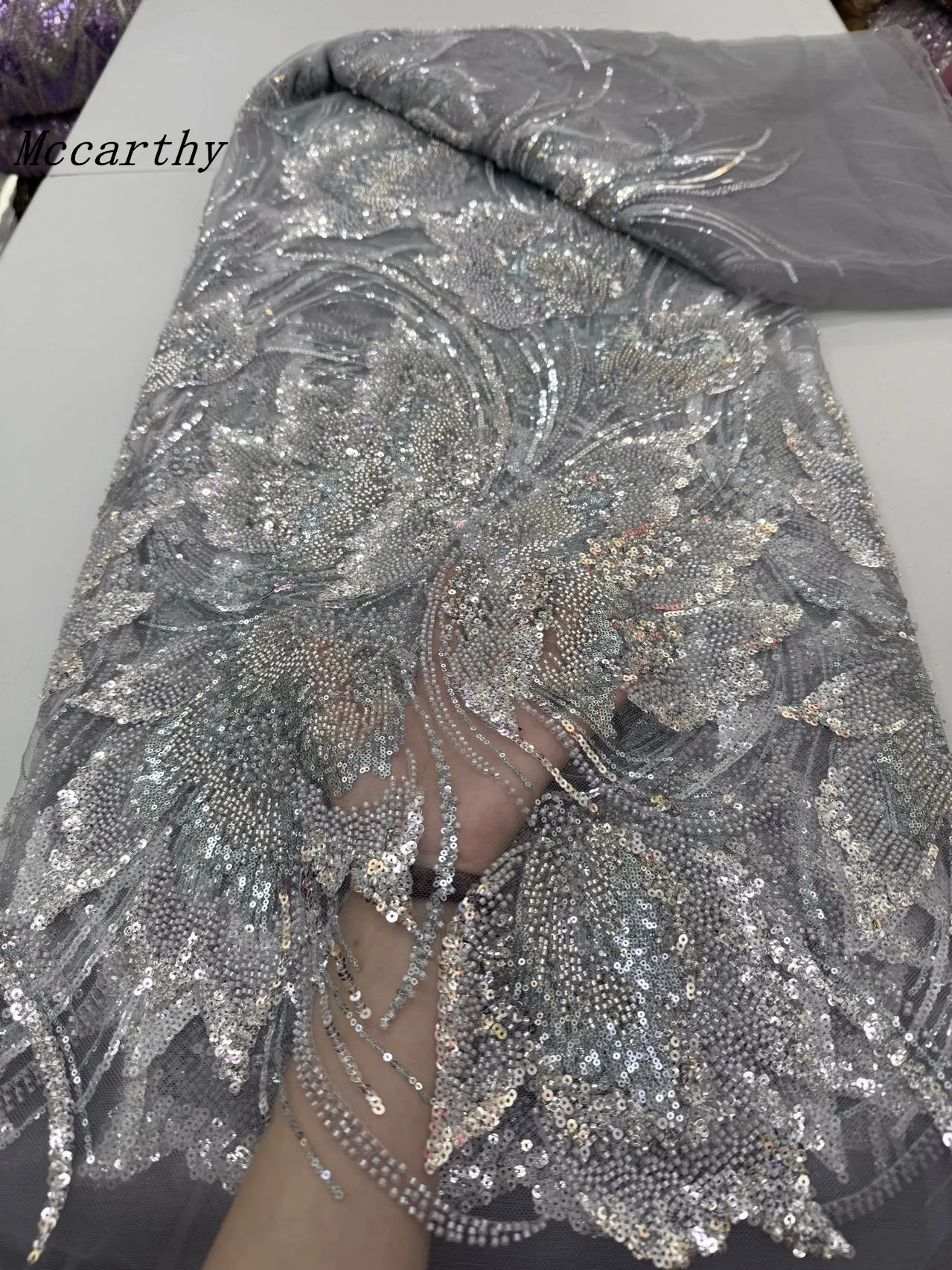 

Luxury African Sequins Beaded Lace Fabric 2025 High Quality Groom Nigerian Wedding Bridal Embroidery French Tulle Sewing