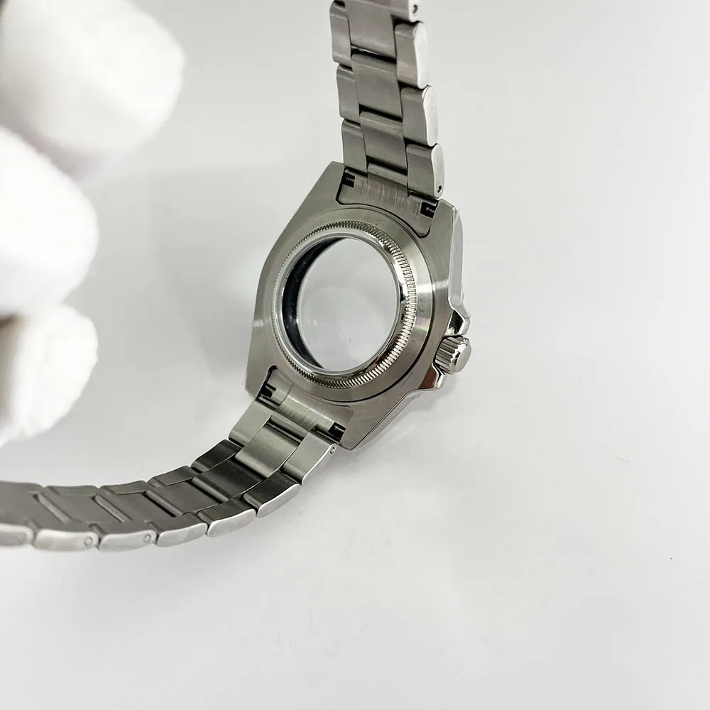 GMT brushed 40MM case strap Ceramic Black dial accessories NH34 Slip pull button sapphire Glass replacement parts image 4