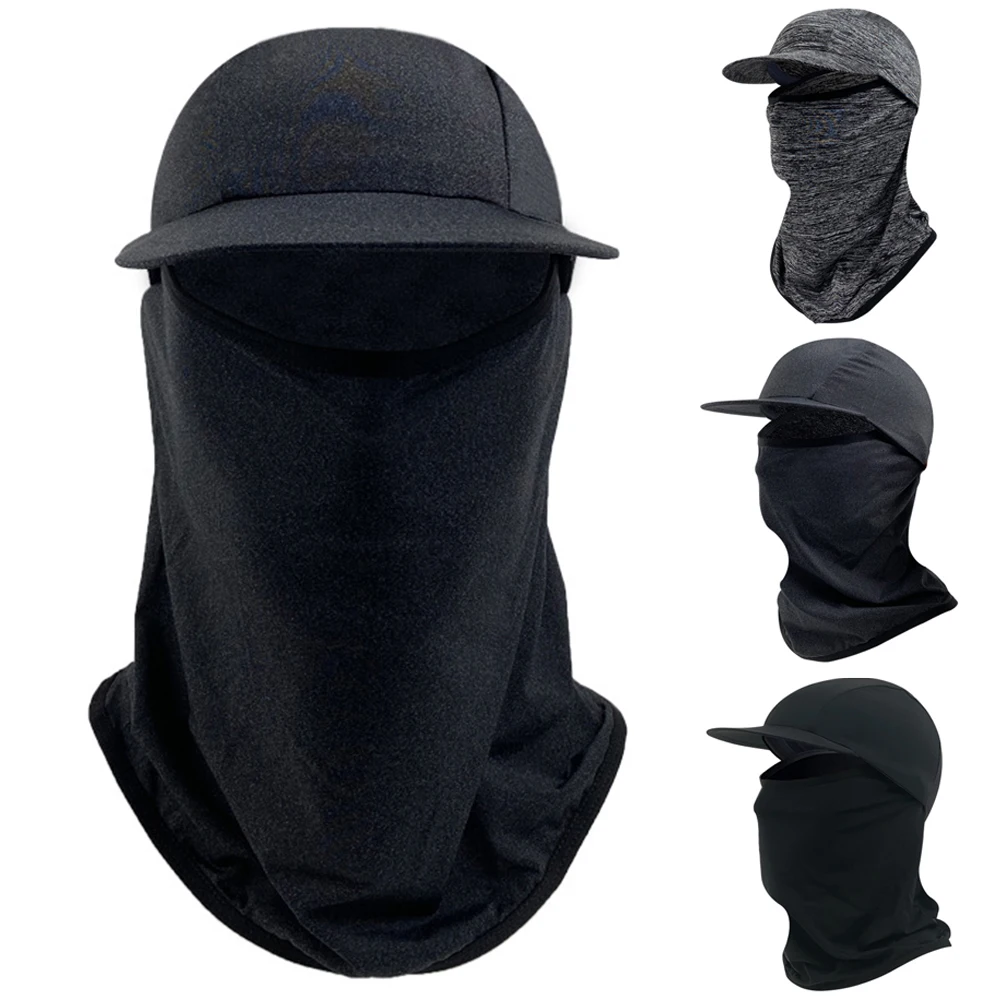 Solid Cycling Face Mash Cover for Men Women Unsiex Sunscreen Face Cover UV Protection Ice Silk Headgear Sun Hood Hat Riding