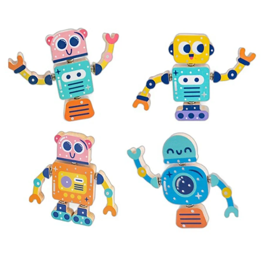 

Деревянный зубчатый робот Монтессори, строительные блоки, игрушки, подарок для 3, 4, 5, 6 лет, детей ясельного возраста
