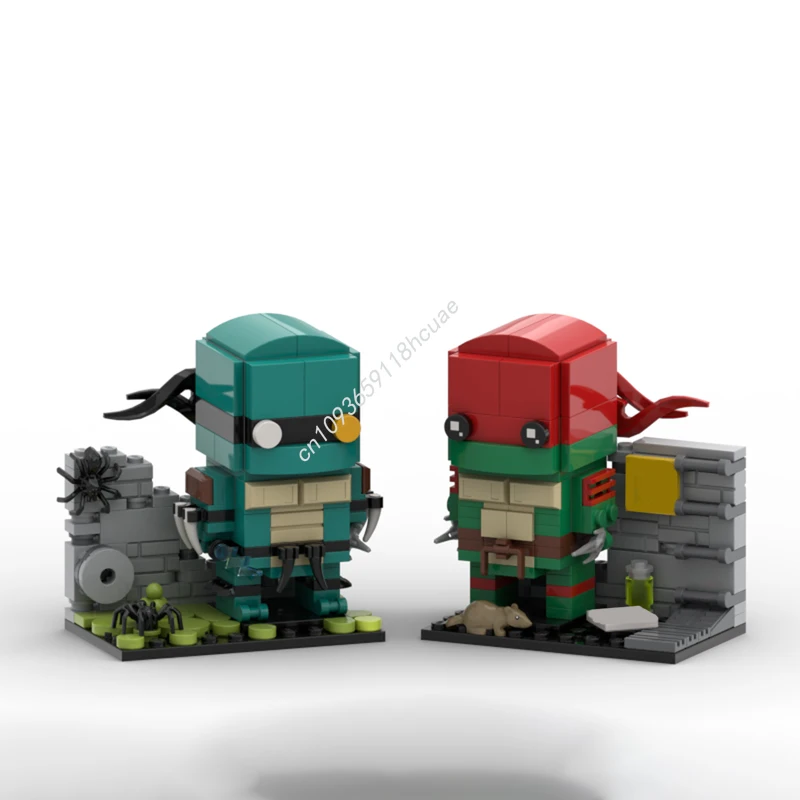 

334 шт. MOC черепаховый воин, набор 4 рафаэли + слэши, строительные блоки, рождественский подарок, подходит для начинающих, сделай сам, идеальный подарок