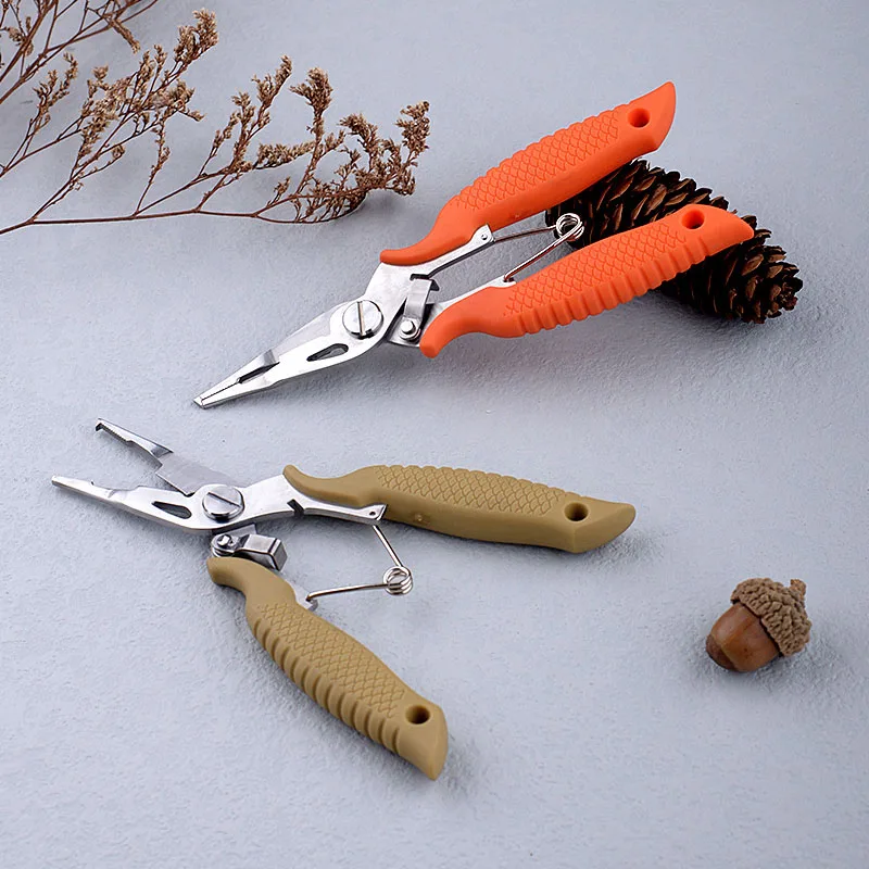 Stainless Steel PE Fish Scissors Line Cutter Outdoor Camping Hiking Fish Tongs Anti Slip Road Clamp Multifunction Fishing Pliers