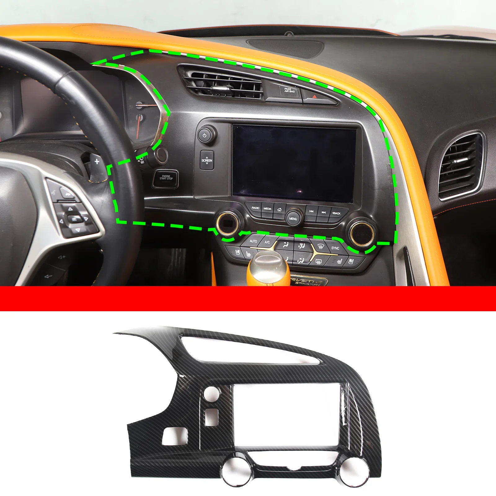 

Для Chevrolet Corvette C7 2014-2019 LHD ABS углеродное волокно приборная панель автомобиля выходное отверстие панель рамка аксессуары для интерьера