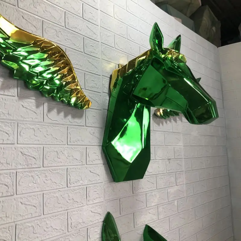YAO advanced sense 3D model through the wall artwork electroplating one-horned horse wall decoration ornament home