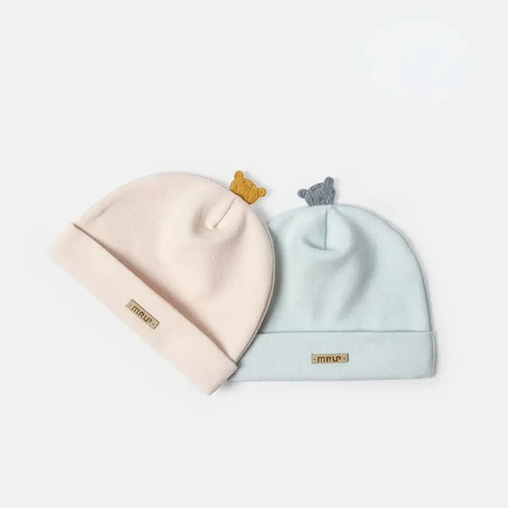 

New 0-3Months Baby Hat Pure Cotton Warm Newborn Fetal Cap Bear Double-layer Beanie Hat Autumn and Winter