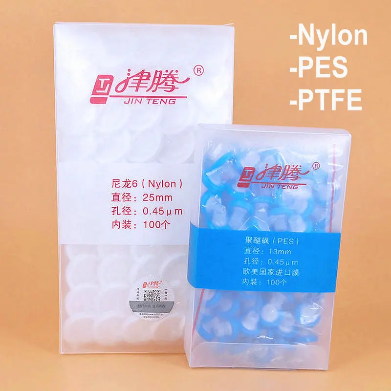 100pcs/lot Lab Nylon /PES/ PTFE 13mm/25mm Millipore Membrane Syringe Filter, Needle Filters Chemistry Laboratory Equipment