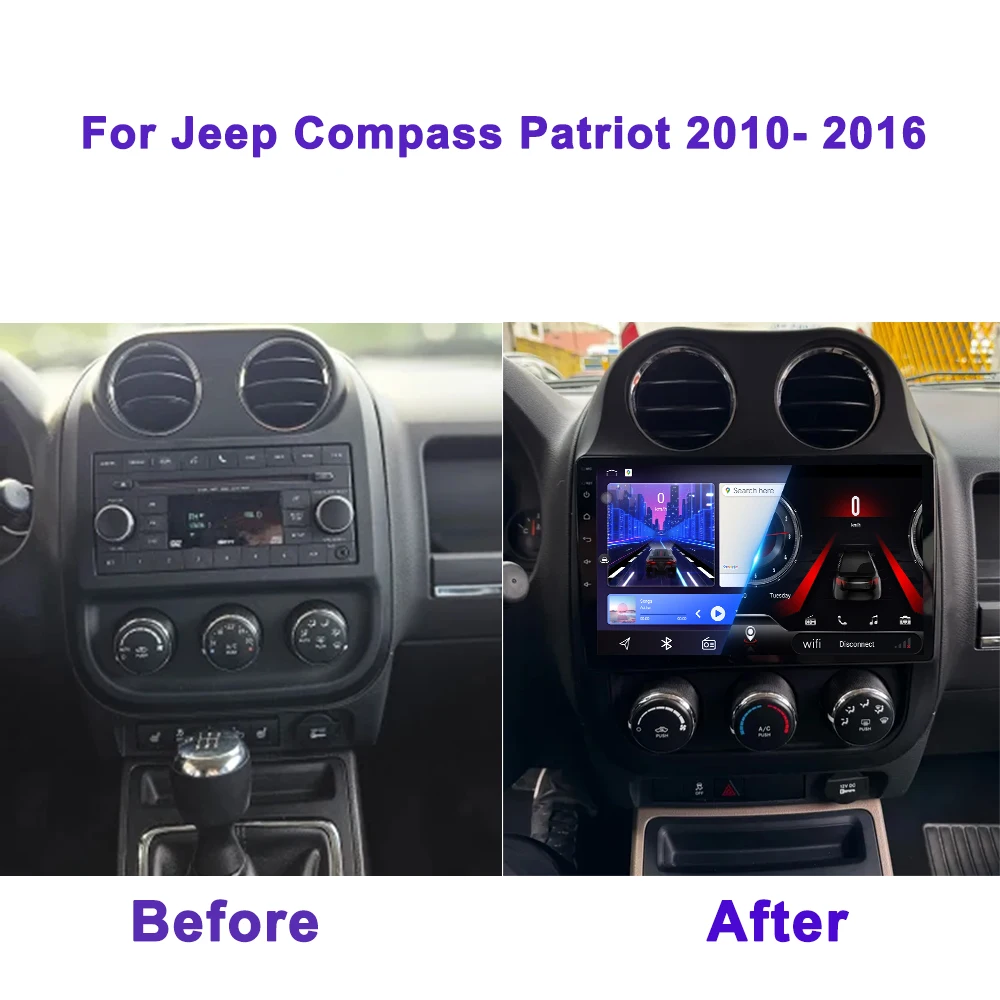 Android 15 Carplay For Jeep Compass Patriot 2010- 2016 2K QLED Car Radio Multimedia Video Player GPS High-performance CPU