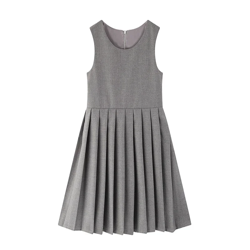 

Teen Girl School Uniform Dress Size 110-180 Gray Sold Color Female School Formal Dresses Quality Children Back School Wears