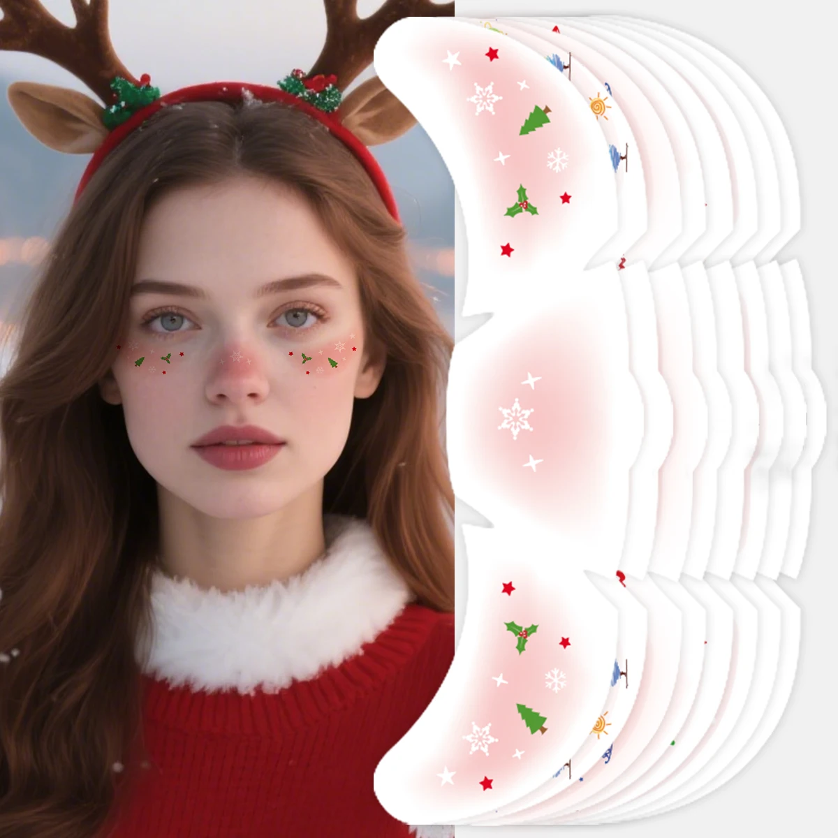 

7pcs Christmas Face Tattoo Stickers Snowflake Star Polka Dot Fake Freckles Temporary Tattoo Stickers for Party Festival