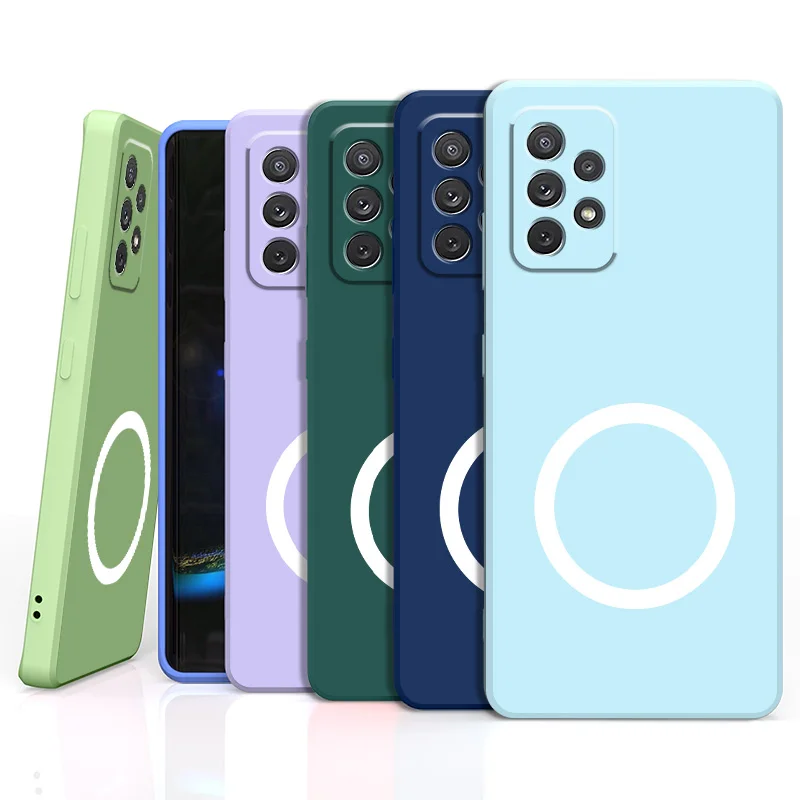 

Silky Liquid Silicone Magnetic Charging Case for Samsung Galaxy A72 A52 A52S A32 M12 4G /5G Drop-proof Full-wrap Phone Case