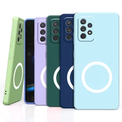 Funda de carga magnética de silicona líquida sedosa para Samsung Galaxy A72 A52 A52S A32 M12 4G /5G, funda de teléfono completa a prueba de caídas