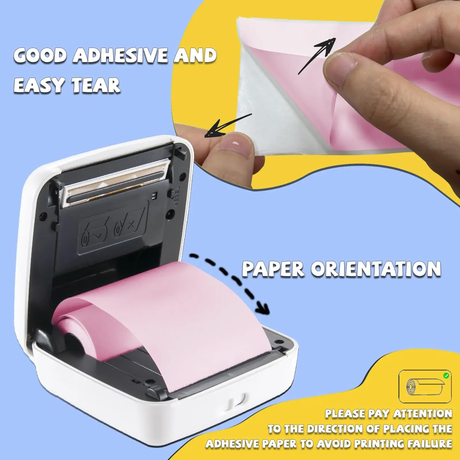 Instant Camera/Printer Thermal Paper Color Self-Adhesive Photo Paper for Instant Camera Refills Paper Rolls BPA Free 57 x 30 mm