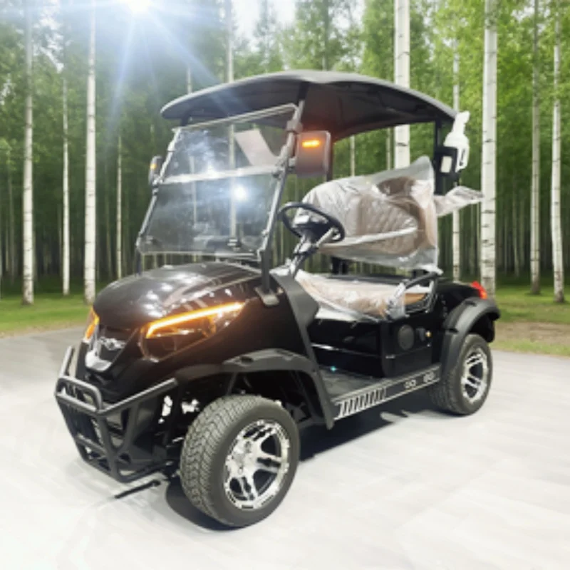 Electric Golf Cart Off-Road Golf Buggy Lithium Battery 72V With Brown High-End Seats With Armrests Gear Adjustment Front Bumper