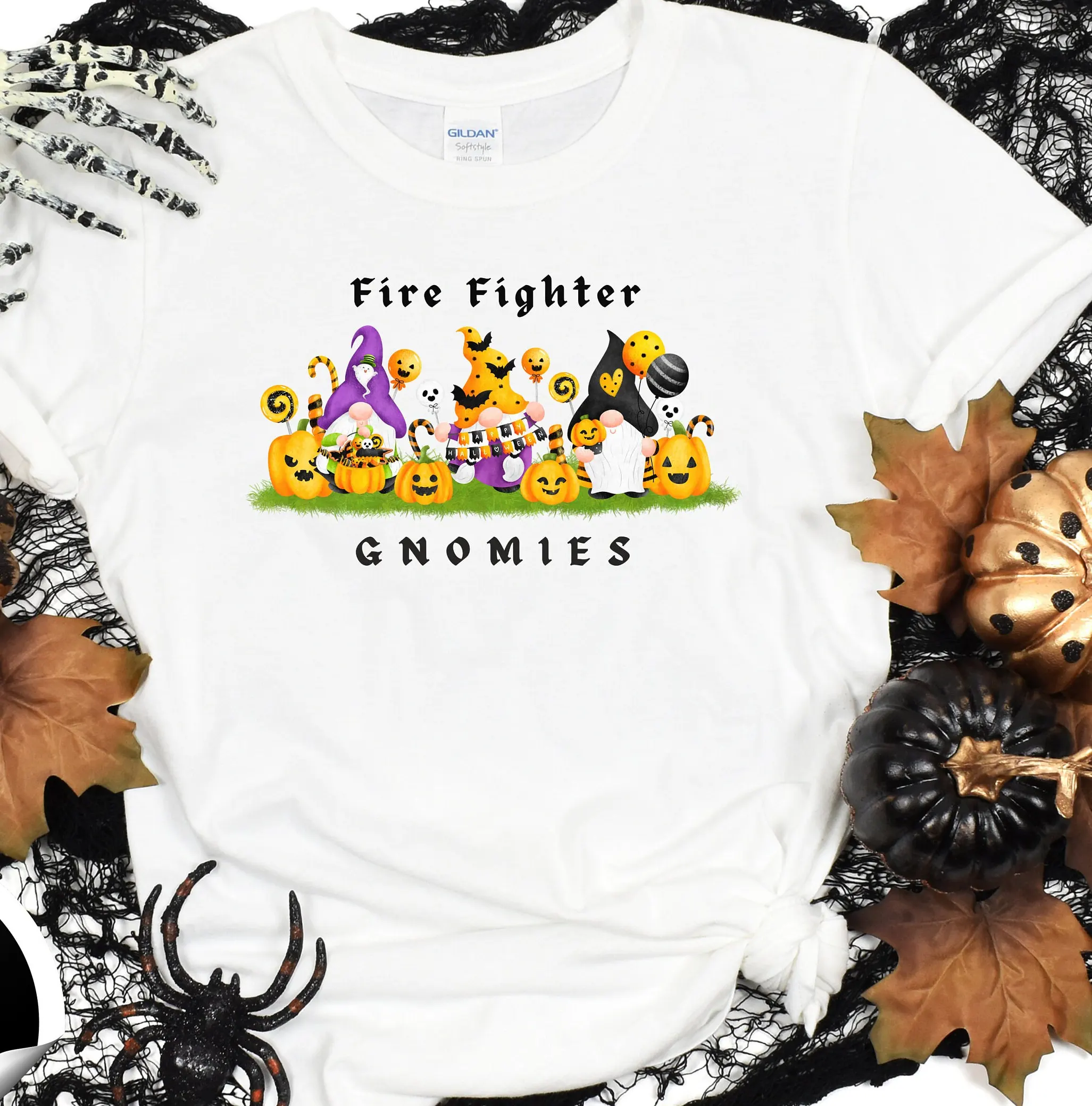 Fire Fighter Gnomies Halloween T Shirt For Her Him