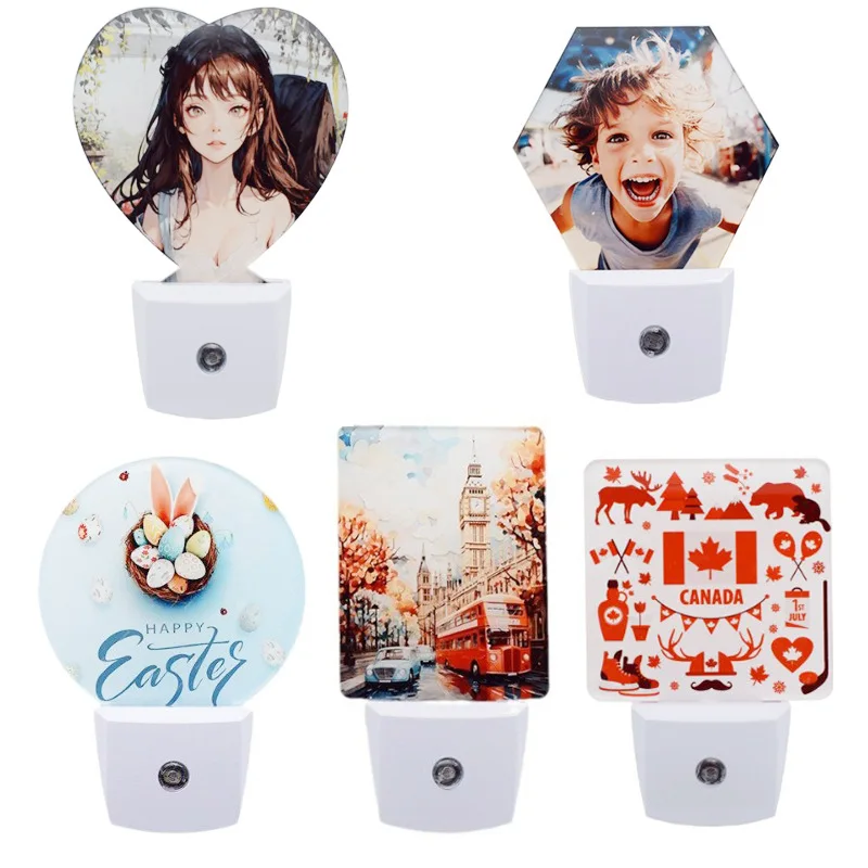 20 Sets Sublimation Acrylic Picture Plug into Wall Light Sensor Night Light For Bathroom, Kids Room, Nursery, Hallway, Kitchen