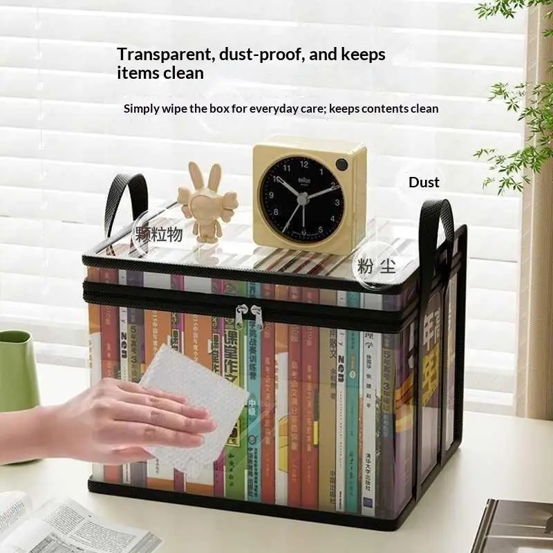 Hinged Lid Large Clear Thick Storage Bag 2Pcs Multi Purpose Clothes Toy Organizer For Home Camping Travel Moving Use