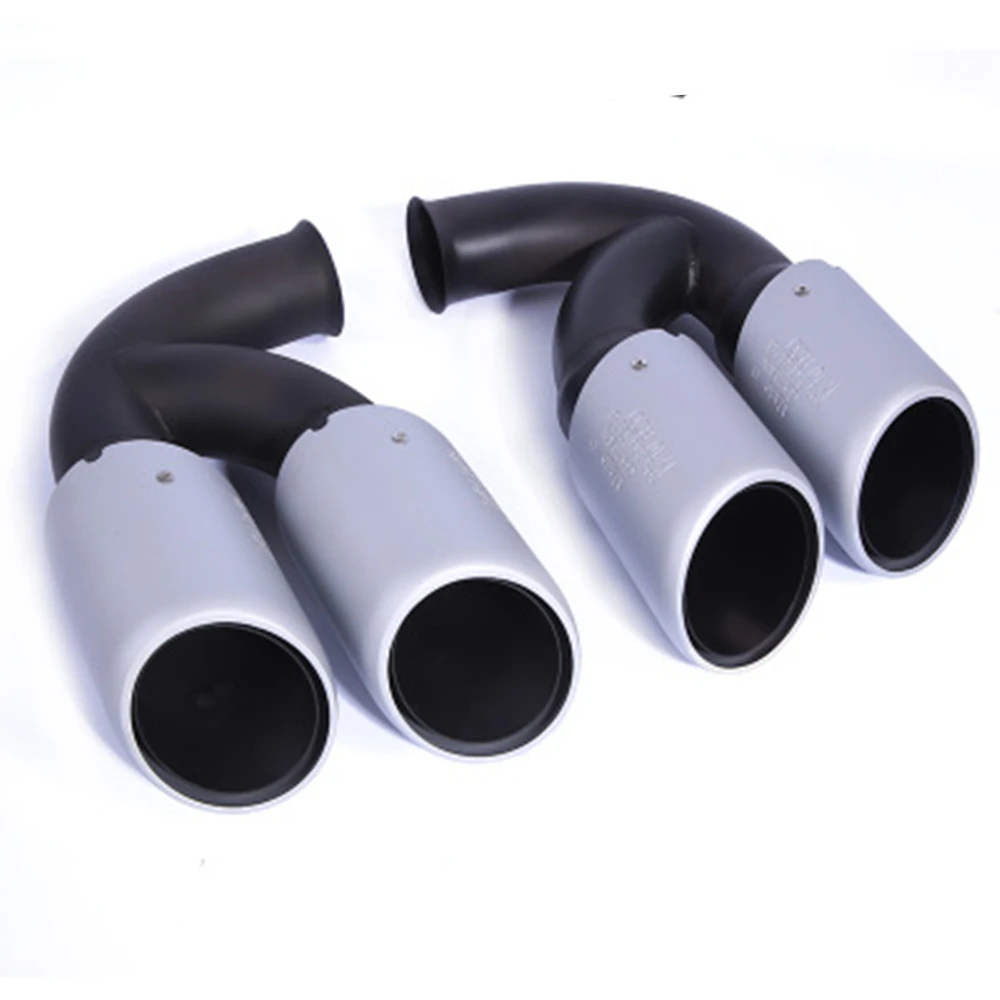 Rear Exhaust Muffler Tip Pipe For Porsche Cayenne 2011-2014 Silver Car Tail Air Outlet Vent Exhause Duct Kit Tailpipe