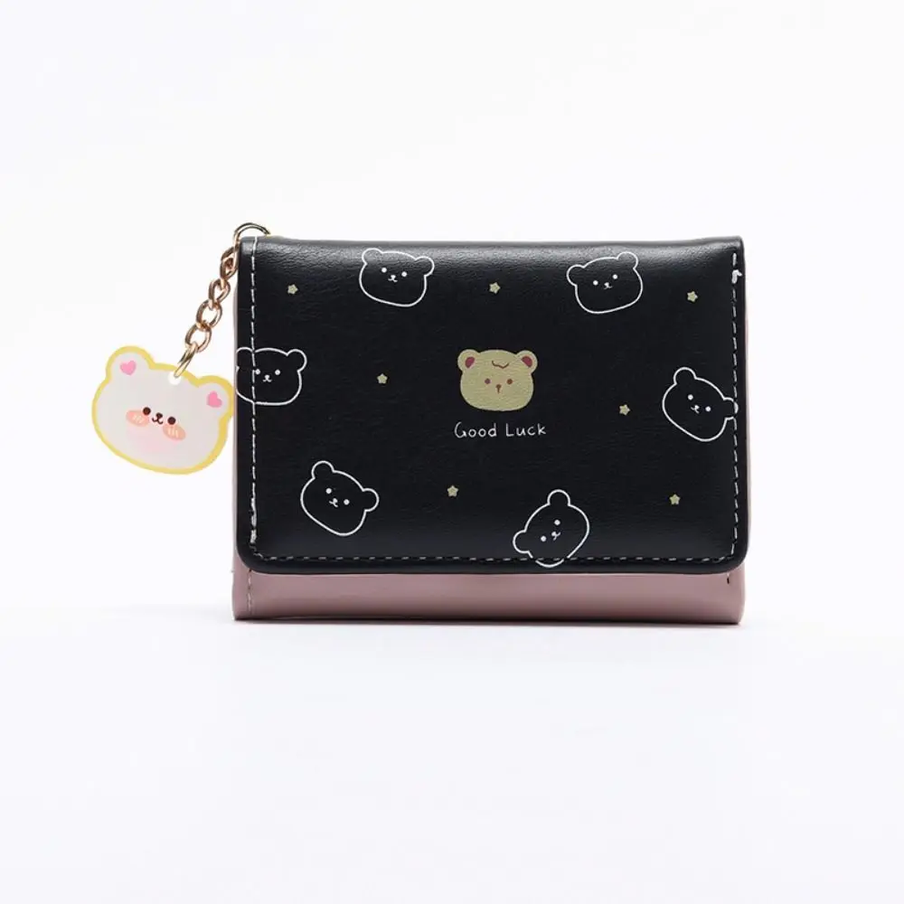 

Fashion Cartoon Small Bear Wallet PU Leather Student Three-fold Wallet Credit Card Holder Korean Version Short Coin Purse Women