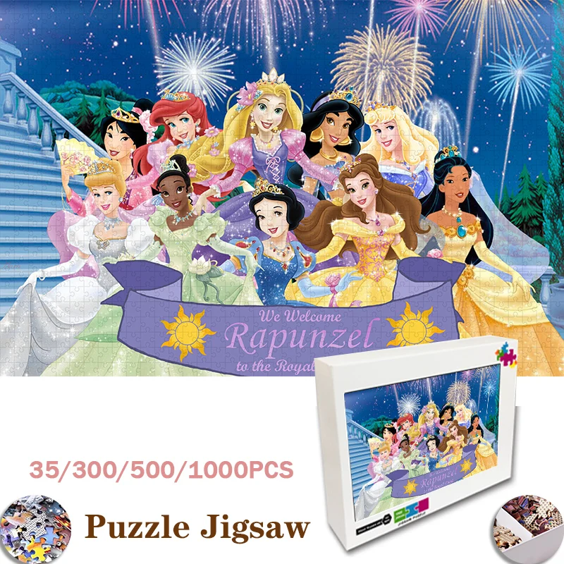 

108/200/300/500/1000Pcs Wooden Puzzle Boxed Jigsaw Disney Princess Cartoon Personal Commemorative Gift Manual Assembly Toys Gift