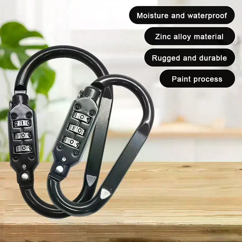 Aluminum Alloy Combination Lock Padlock Buckle Gourd Shape Waterproof Anti Theft Hook for Helmet Basket Luggage Security