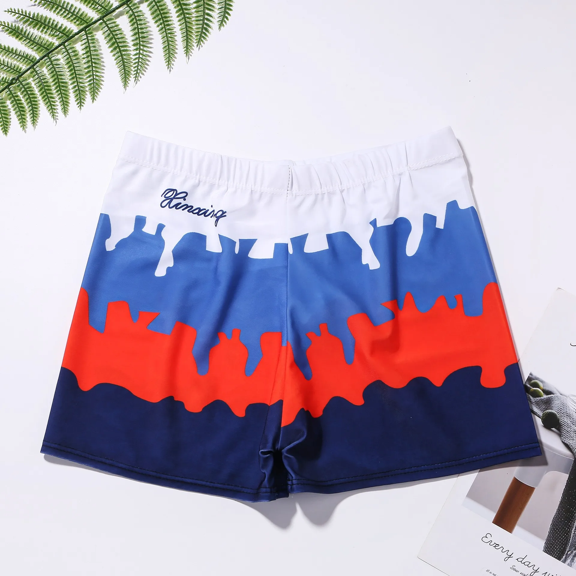 Men Swim Trunks Quick Dry Anti Embarrassment Square Cut Professional Swimming Shorts for Beach Pool