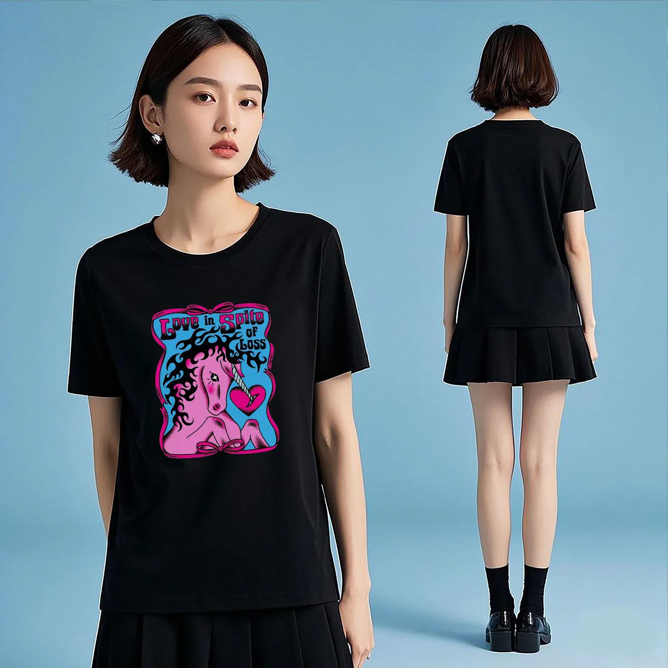 

Unicorn print spring summer atmosphere filled with versatile women's T-shirts