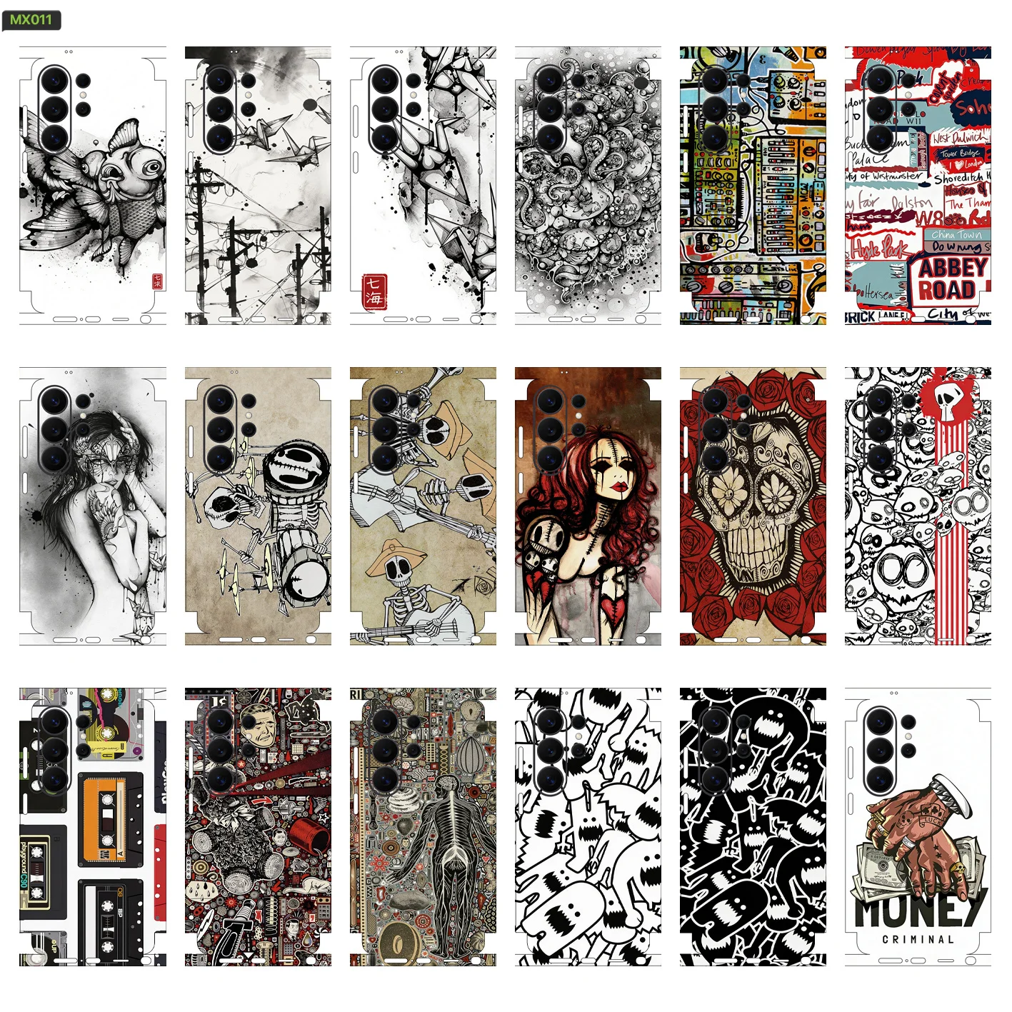 

Пленка-наклейка MIX011 Skins Grain Film Wrap для задней панели телефона SAMSUNG Galaxy S25 S26 Ultra S24 Plus S22 Ultra S22 S21 FE