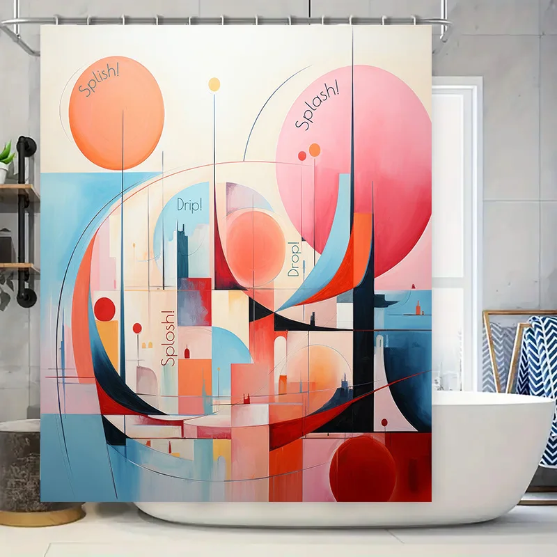 

Абстрактное искусство, занавеска для душа, капельный дизайн для декора ванной комнаты, современный акварельный принт в различных размерах, доставка по всему миру