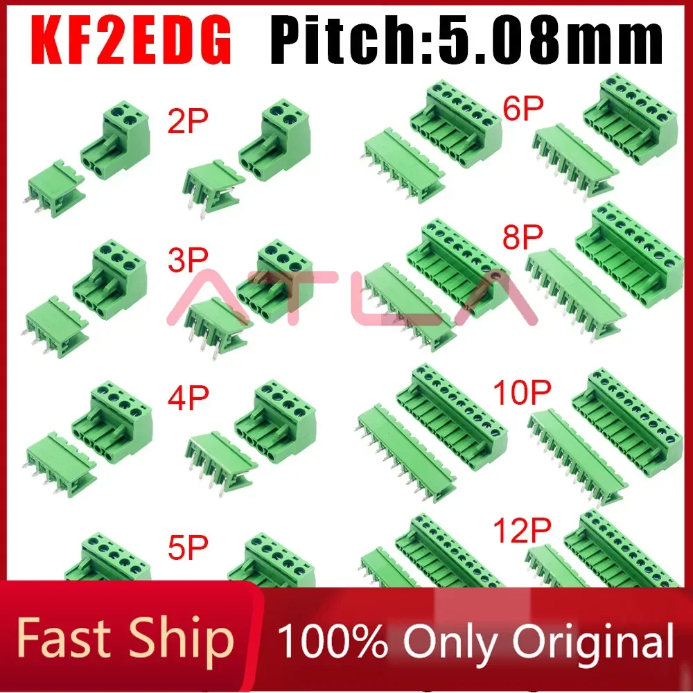 

10/5 Pairs Pitch 5.08mm Terminal Block Connector 2EDG 2-12 Pin Pcb Screw Socket PCB