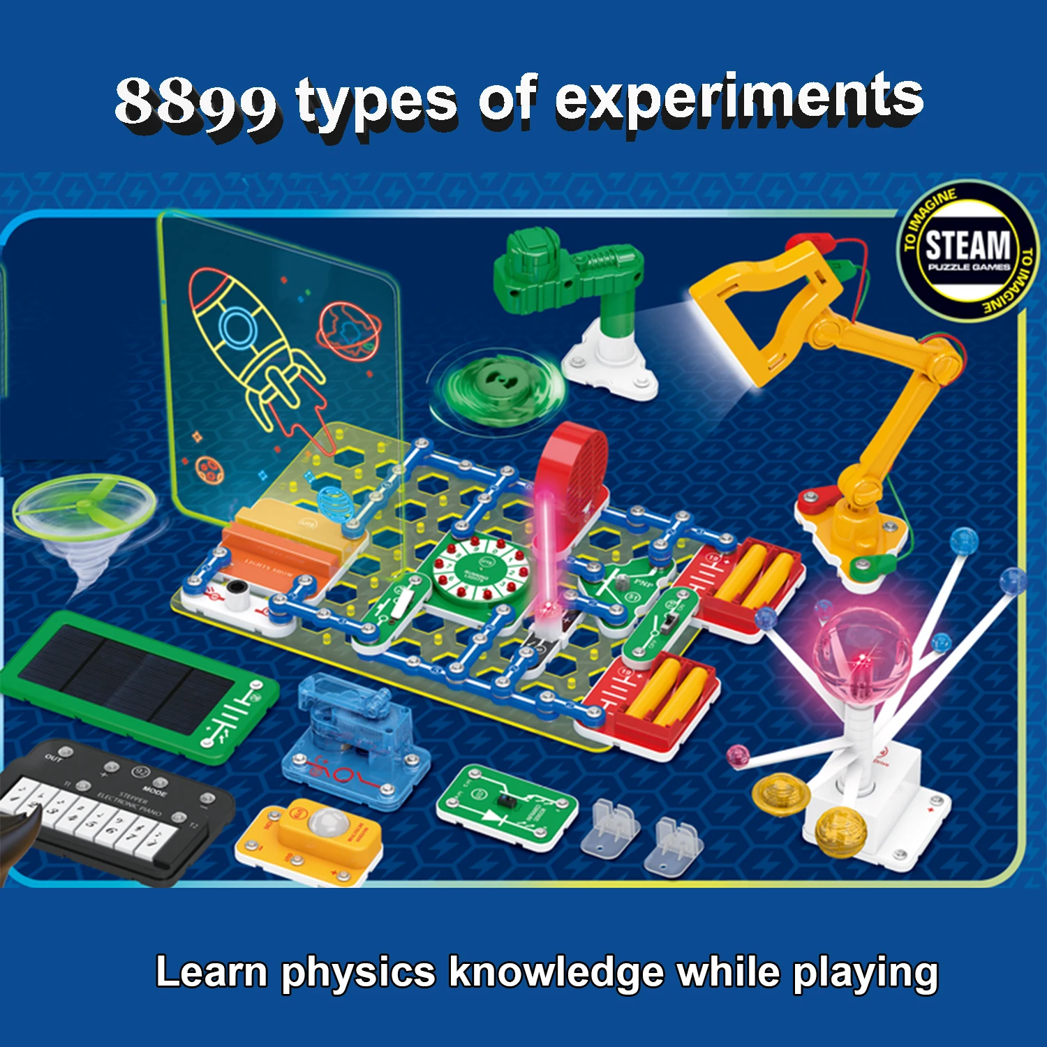 Boys STEM Building Block Set Electronic Science Physics Tech Experiment Model Educational Playset Birthday Gift for Kids