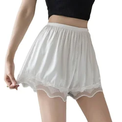 Ladies Elegant Lace Satin Safety Shorts Home Sleeping Underwear For Women