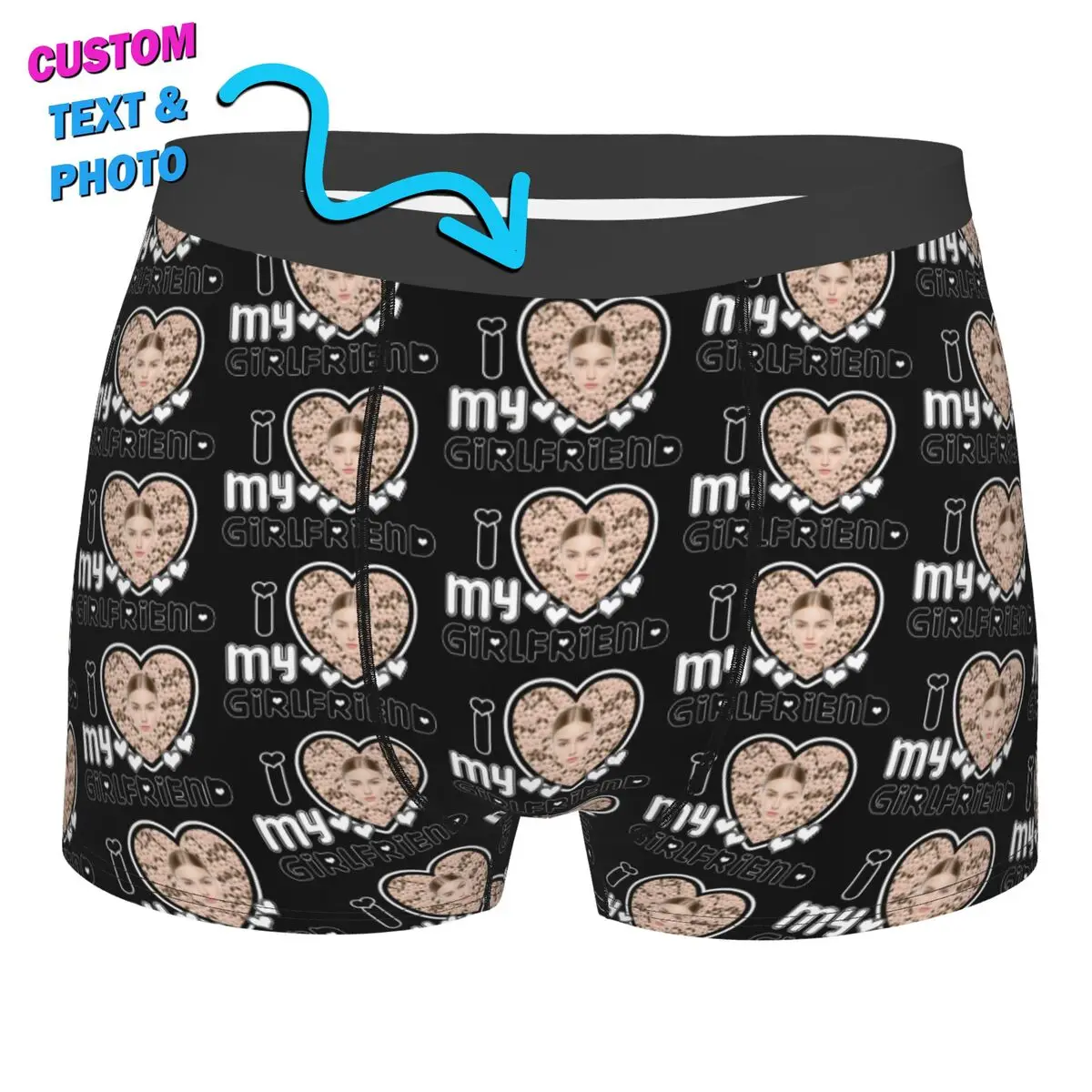 Maßgeschneiderte personalisierte benutzerdefinierte Gesicht Foto Unterwäsche männlichen Druck Jahrestag Geschenk Boxer Briefs Shorts Höschen weiche Unterhose