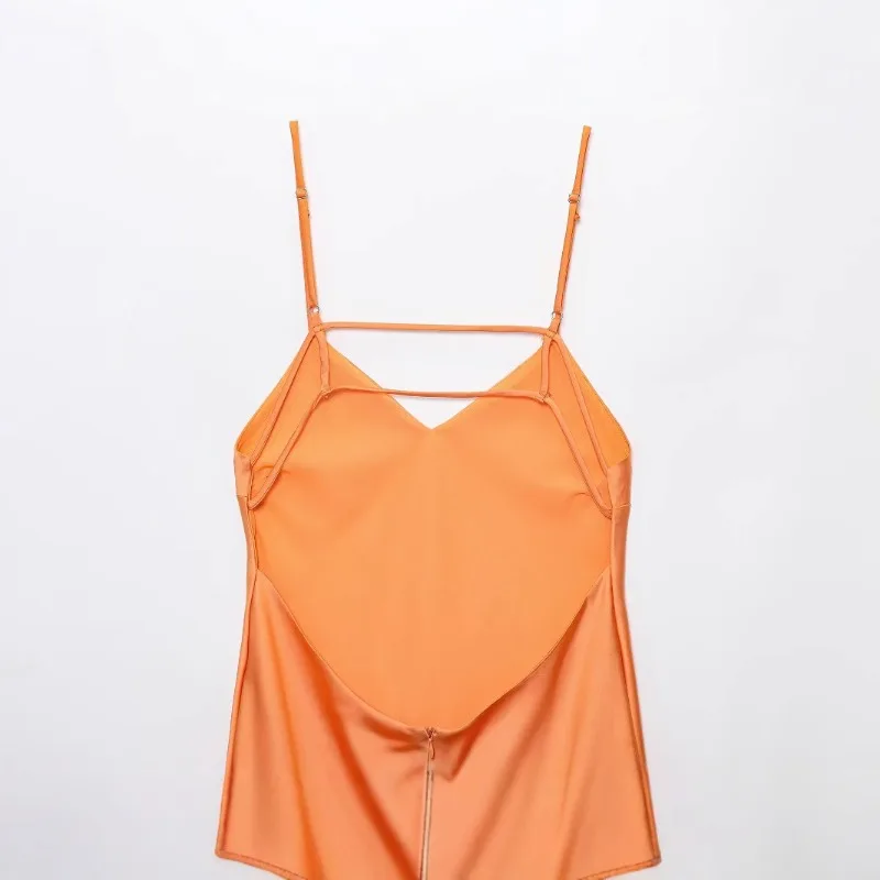 Nuevo vestido de verano con escote en V profundo y textura satinada con tirantes y cuello en V, vestido largo de fiesta con espalda descubierta para Mujer, vestido de noche elegante para Mujer