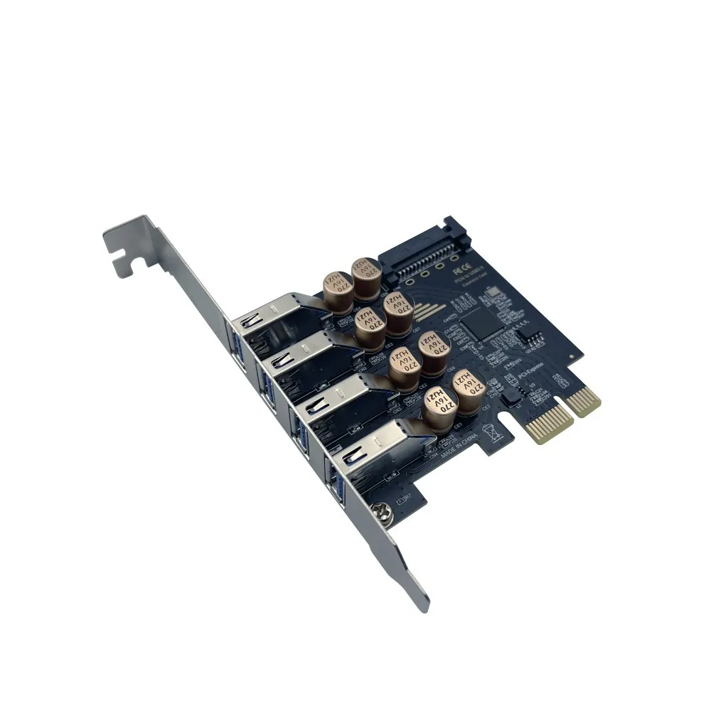 Высокоскоростная плата расширения SATA Блок питания Настольный компьютер к USB-A к PCI-E Адаптер видеокарты 4-портовый USB 3.0
