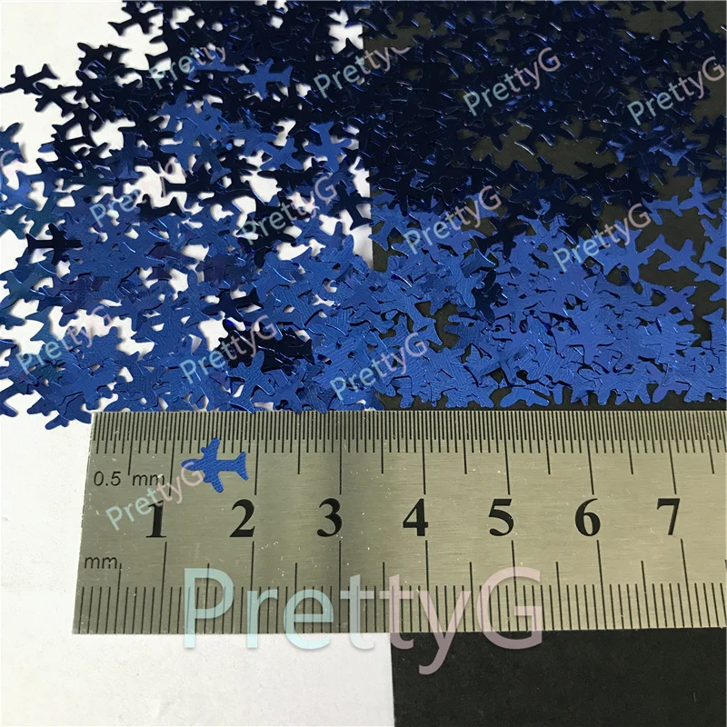 PrettyG 1 Box Blue Airplane Shapes Glitter Sequins 8mm for Resin DIY Making Art Craft Nail Makeup Decoration Accessories B0705