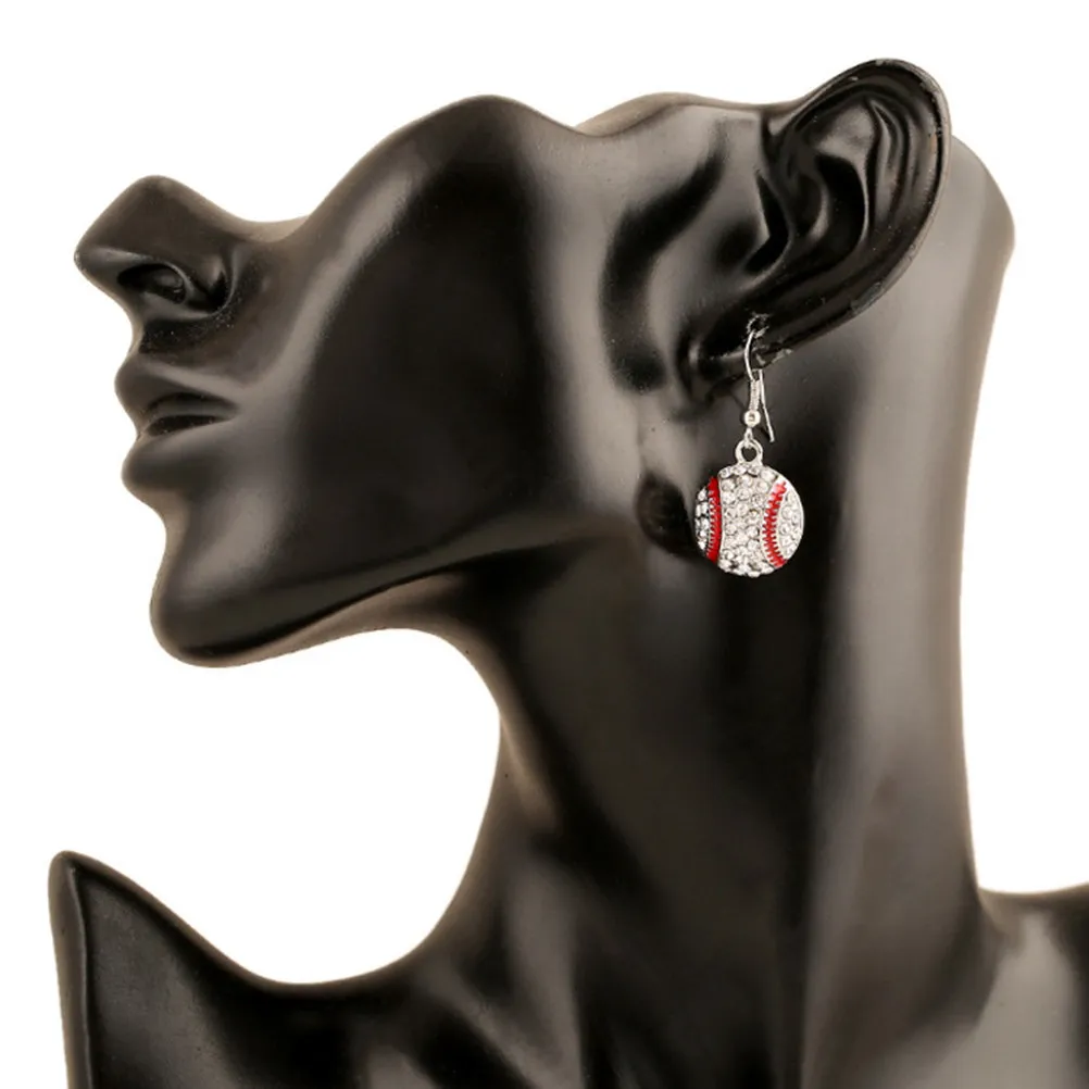 1Pair Baseball Crystal Enamel Dangle Earrings Birthday Christmas Valentine's Day Gift Women Sports Jewelry Women Earrings