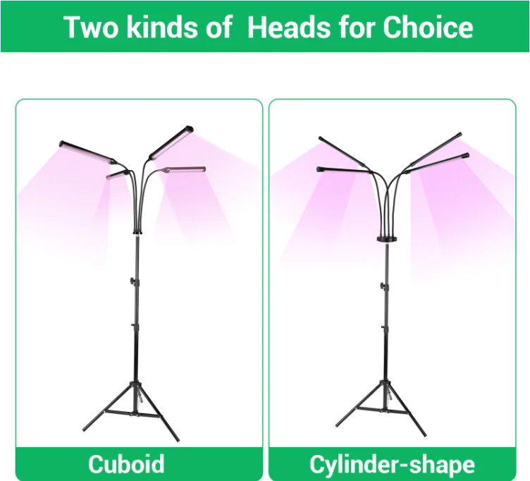 EU US stock no tax Dimmable 4 Head 36W LED Grow Lights with Red Blue Spectrum with Tripod Stand for Indoor Plants