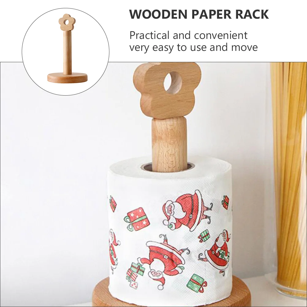 

Minimalist Stylish Khaki Roll Paper Towel Holder Easy Clean Convenient for Bathroom Kitchen Wood Roll Paper Stand