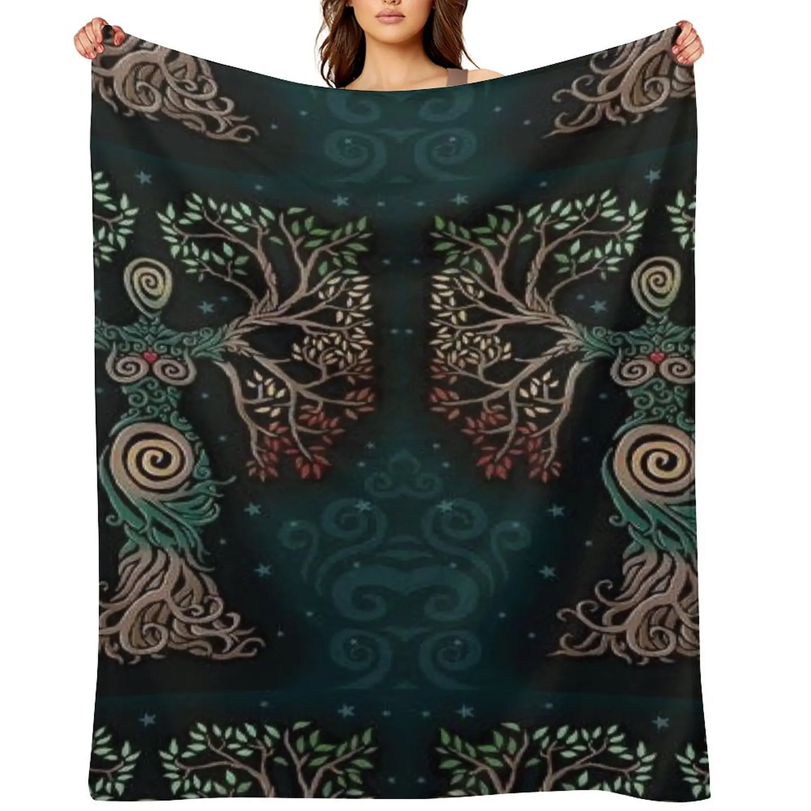 

Spiritual Pagan Tree Throw Blanket Flannel Fabric christmas decoration Thin Camping Blankets