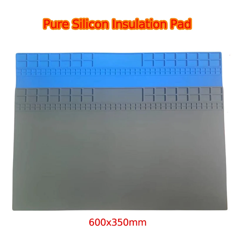 

Grey/Blue Super Big 600x350mm Pure Silicon Insulation Pad Repair Work Mat BGA Heat- Resistant Soldering Station Desk Platform