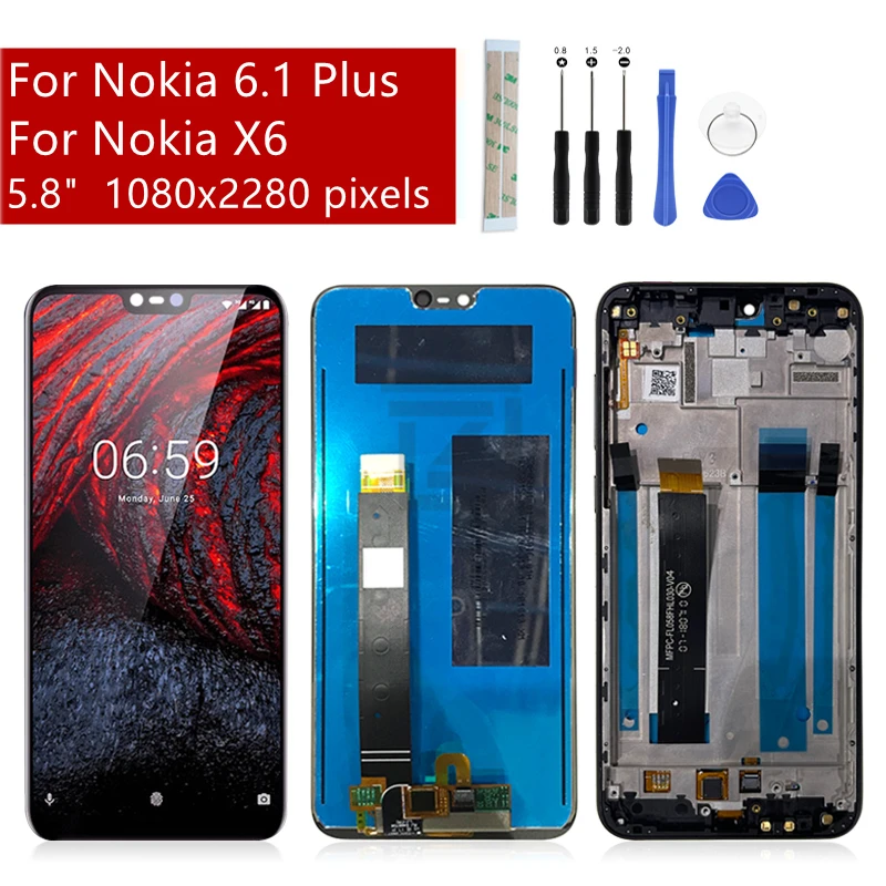 For Nokia 6.1 Plus LCD Display Touch Screen Digitizer Assembly For Nokia X6 Display Replacement Repair parts 5.86\