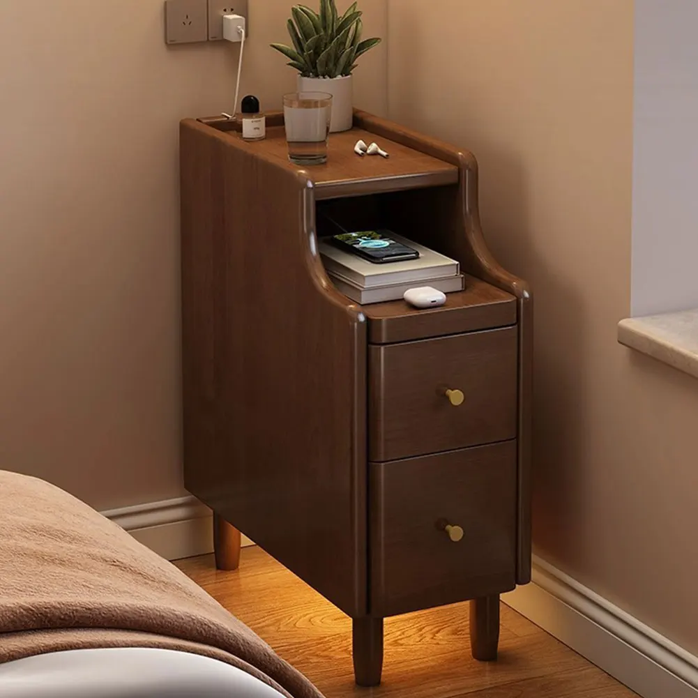 Simple Decorative Table with Storage Space Modern Narrow Nightstand Bedside Storage Small Cabinet for Bedroom image 3