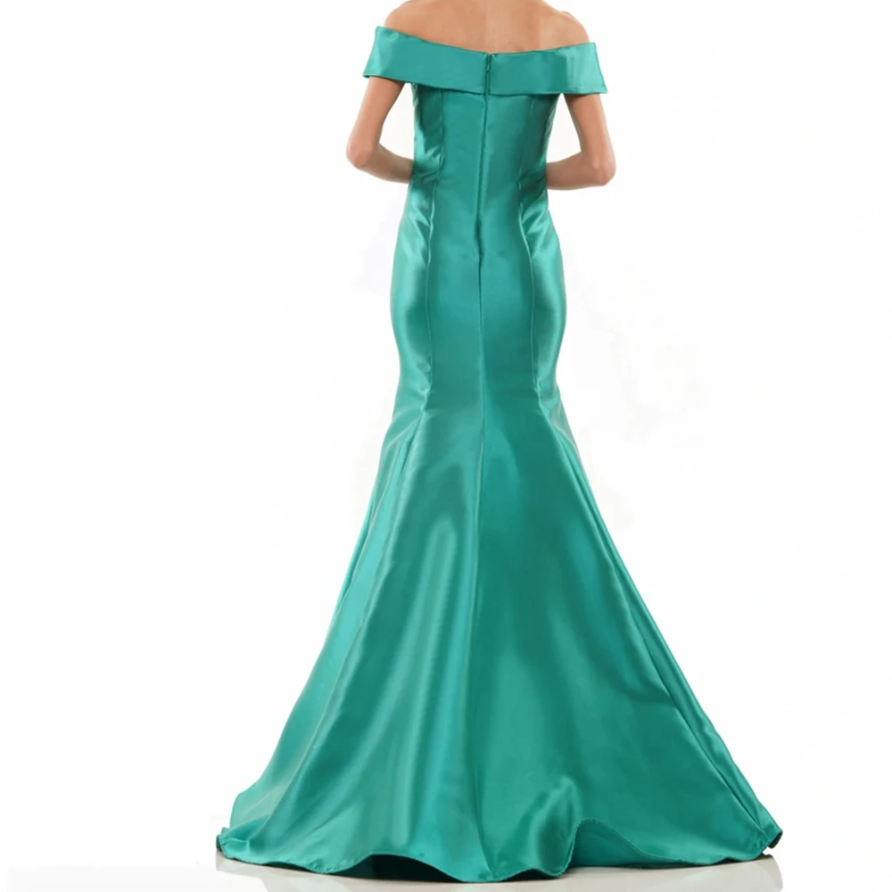 Customized Delicate Mermaid Floor Length Strapless Off the Shoulder Satin Sleeveless Evening Dress Fashion vestidos para mujer