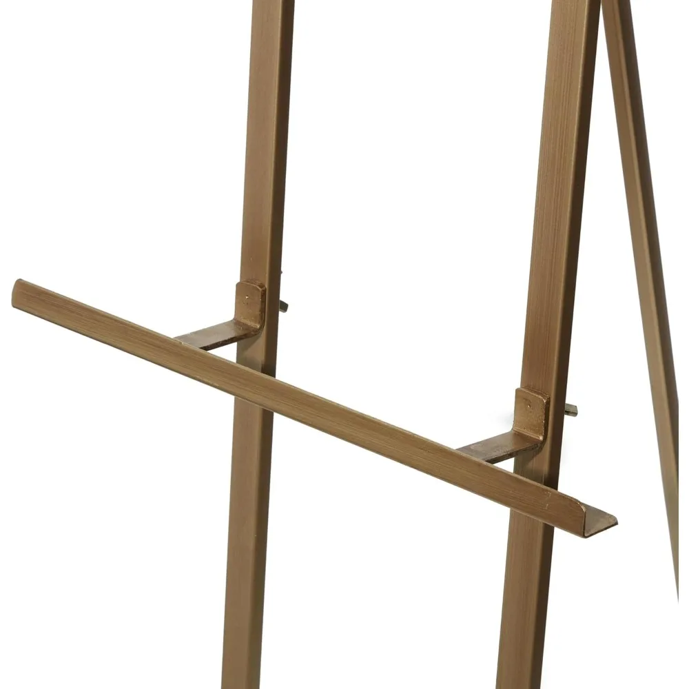 Large Adjustable 3-Tier Metal Display Easel Stand Gold Floor Standing with Chain Support for Art Decor