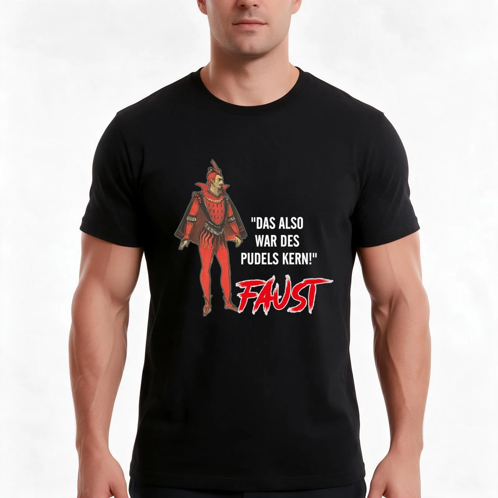 So that was the core of the poodle the well-known Goethe quote Faust T-Shirt Summer Casual Cotton Tee Vintage Graphic Print
