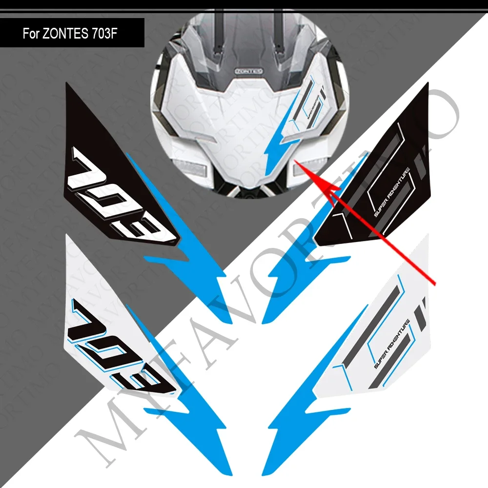 For Zontes  ZT703-F ZT-703F ZT 703F 703 F Adventure Tank Pad Front Face Fender Windscreen Screen Wind Deflector Stickers Decals